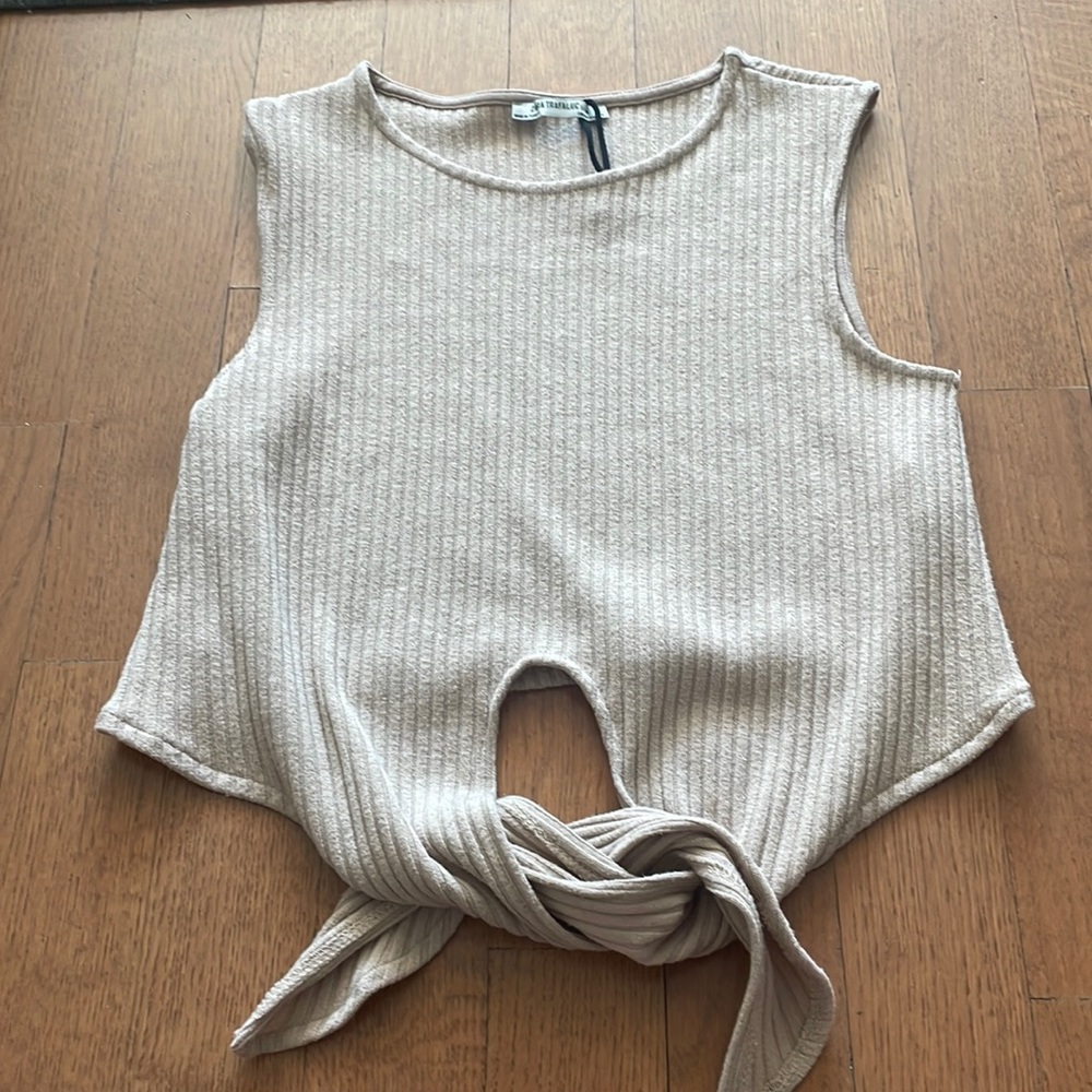 Zara light beige ribbed knit tank